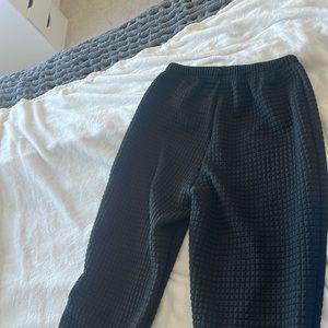Black Waffle Sweatpants